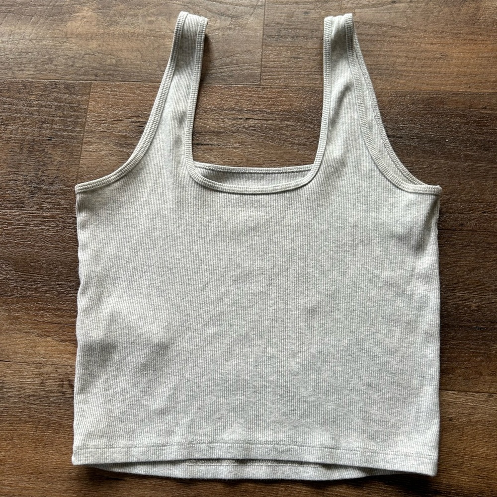 Gray Women's Abercrombie square neck cropped Tank Top